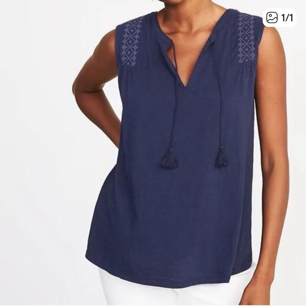 Old Navy Blue Women's Retro String Flare Blouse XS